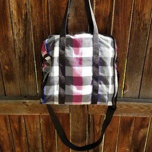 Pink, Black and White Checked Le Sport Sac - Gabrielle Box Tote